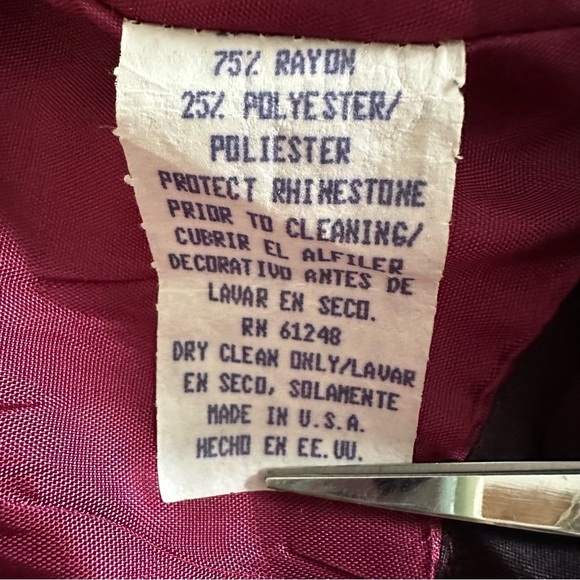 Cachet Vtg Glam Gala Dress Prom Gown Sz 12 Satin Metallic Burgundy Whimsigoth - Picture 10 of 14